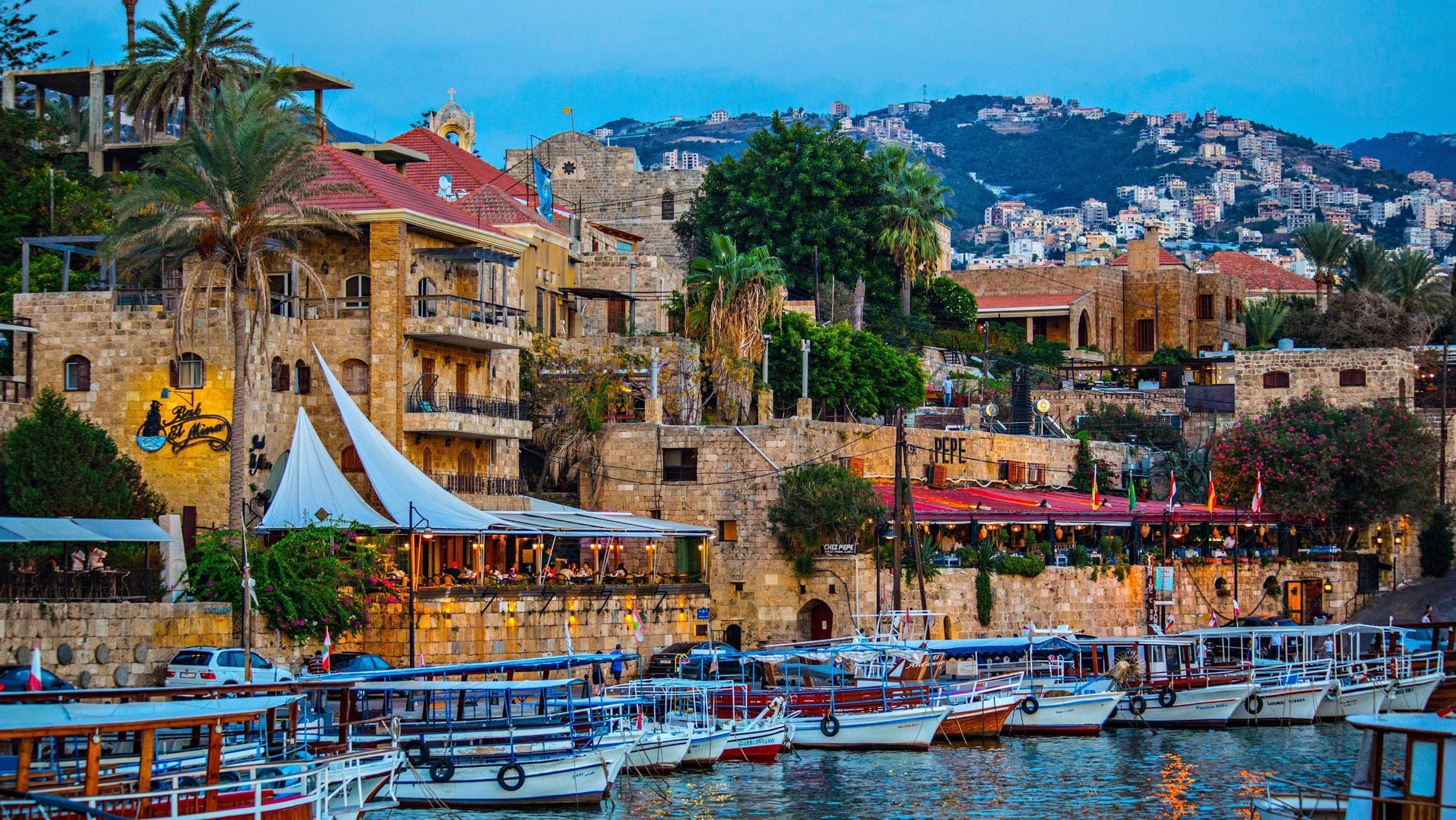 Mountain village in Lebanon overlooking the Mediterranean